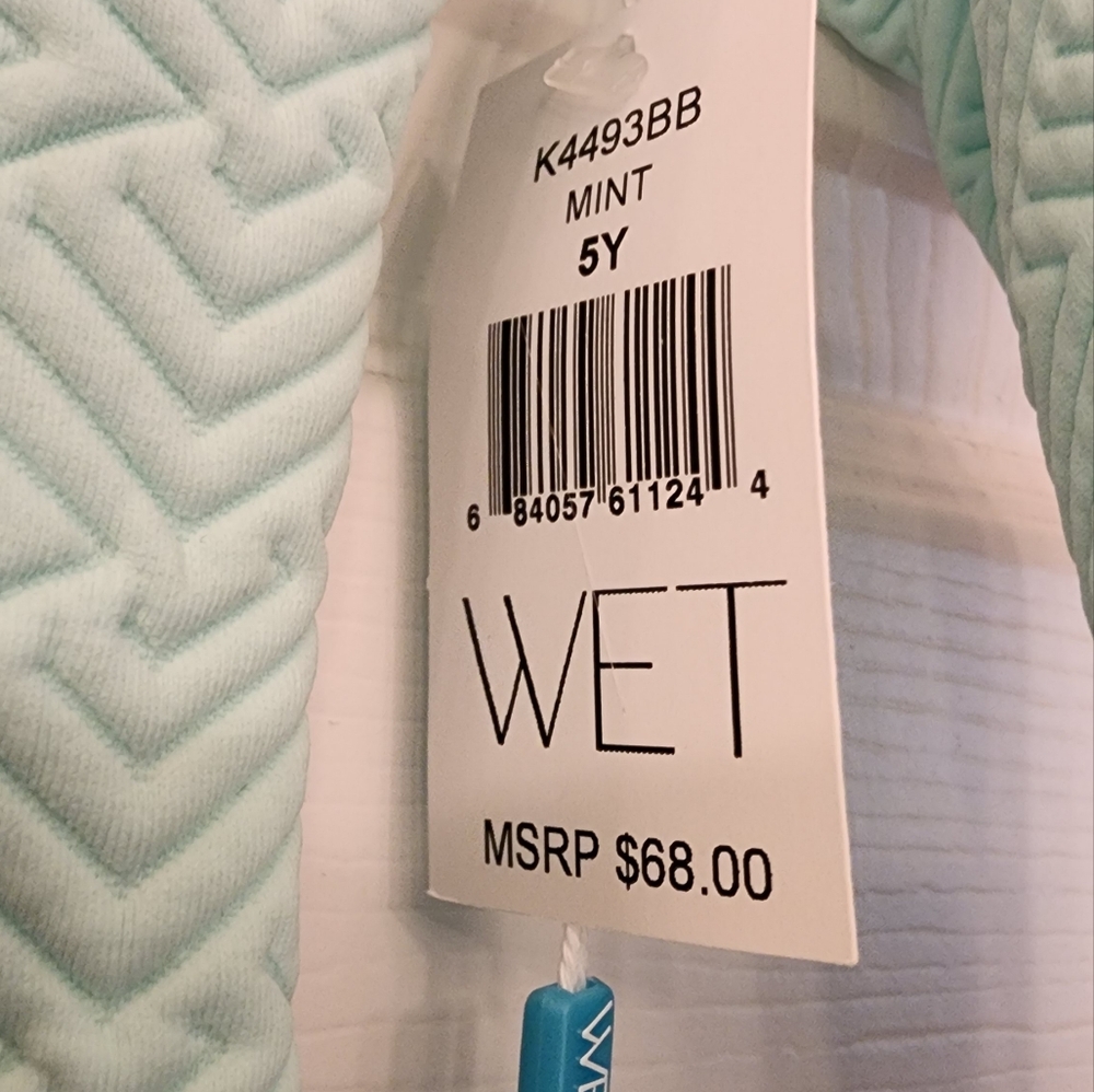 WET Swimwear Girl's Front Zip Dover One-Piece In Mint Size 5Y - Picture 10 of 10